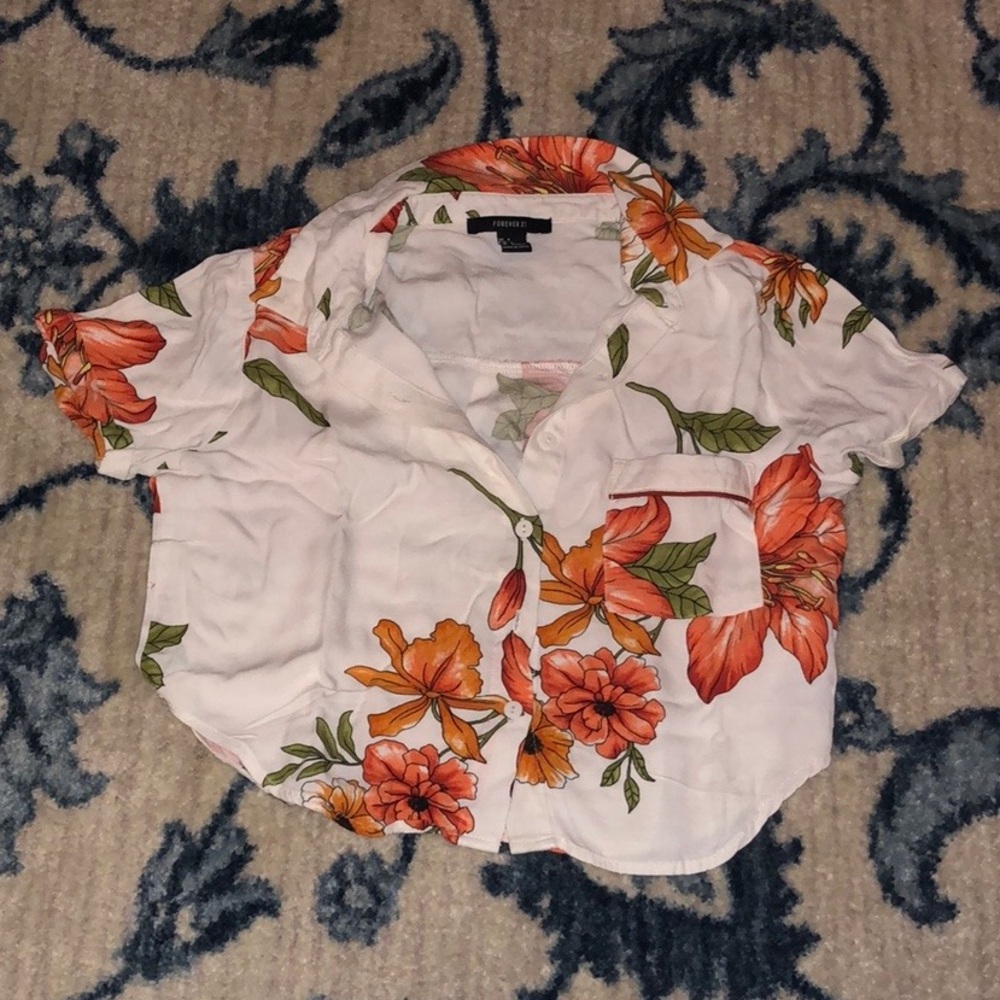 Forever 21 floral button up top
